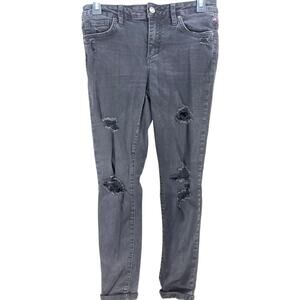 Joes Jeans Women The Icon Mid Rise Skinny Size 27 Gray Cropped Ripped Stretch